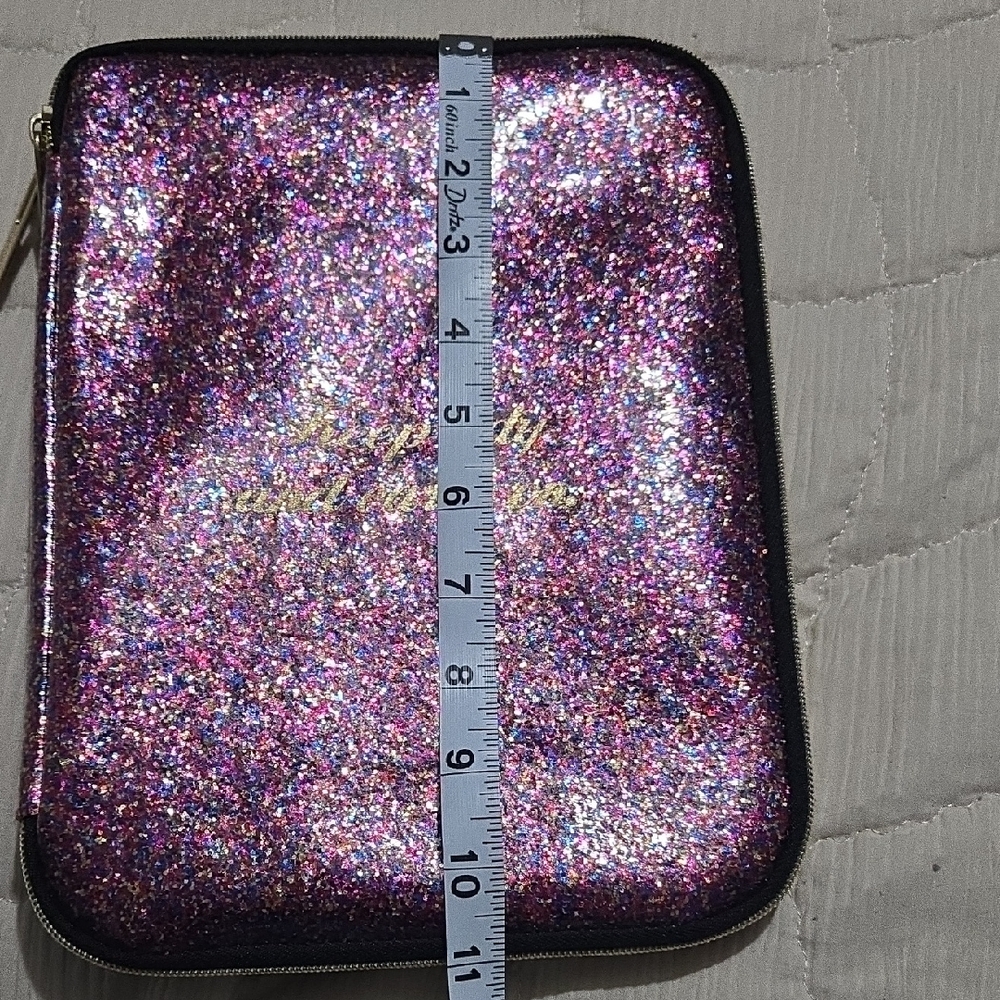 Sparkle Purple Glitter Tablet Sleeve with Gold Zipper Accents NWOT - Picture 9 of 9